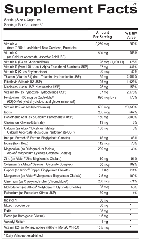 Alpha Base Capsules w/ Iron supplement facts image
