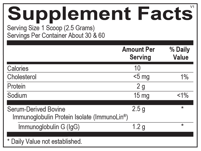 SBI Protect® Powder supplement facts image