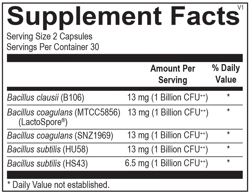 Ortho Spore Complete supplement facts image