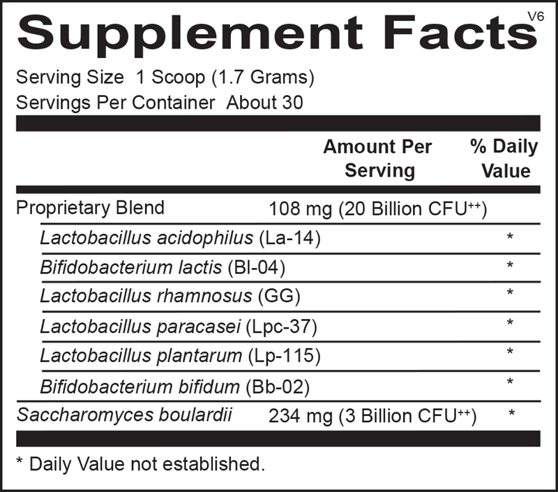 Ortho Biotic Powder supplement facts image