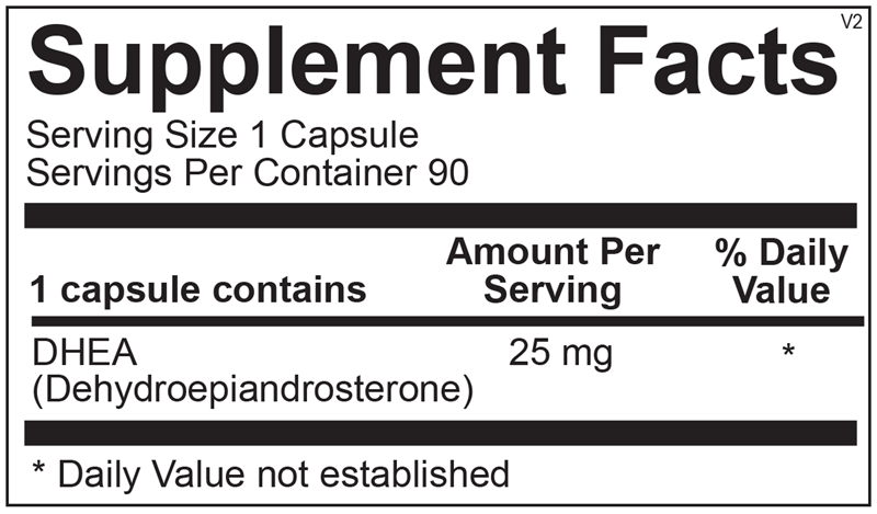 DHEA 25mg supplement facts image
