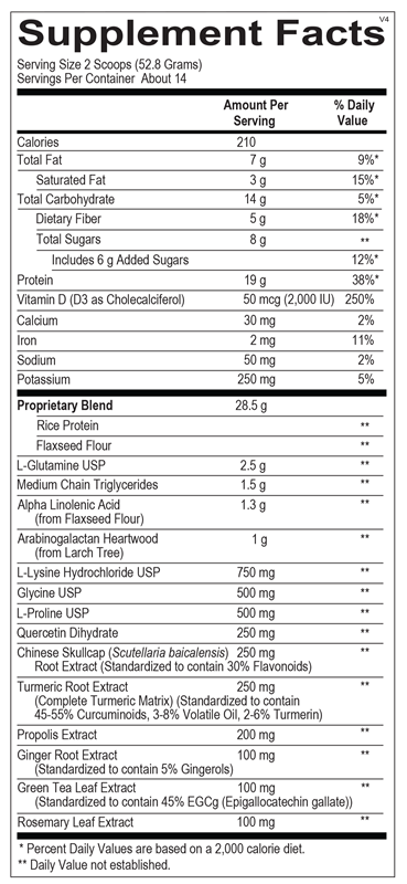 InflammaCORE Chocolate Mint supplement facts image