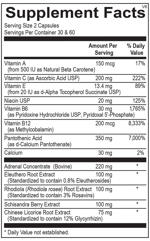 Adren-All supplement facts image
