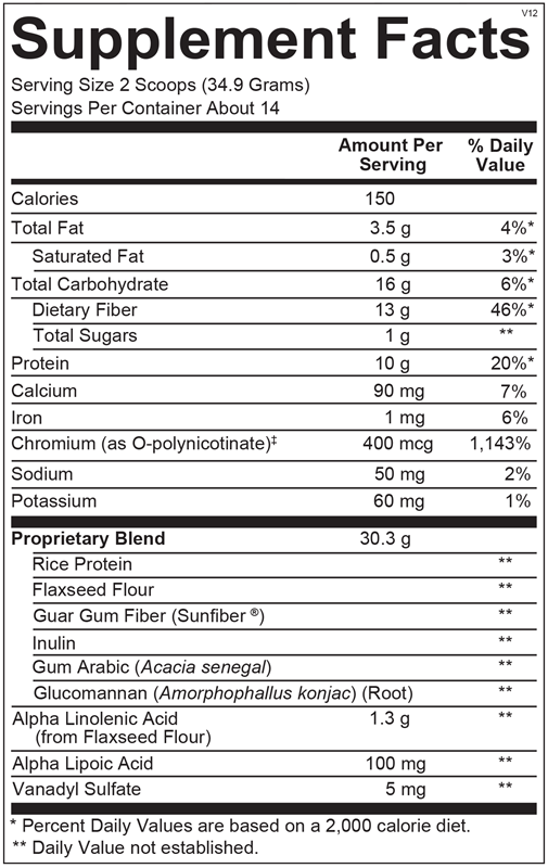 GlycemaCORE Vanilla supplement facts image